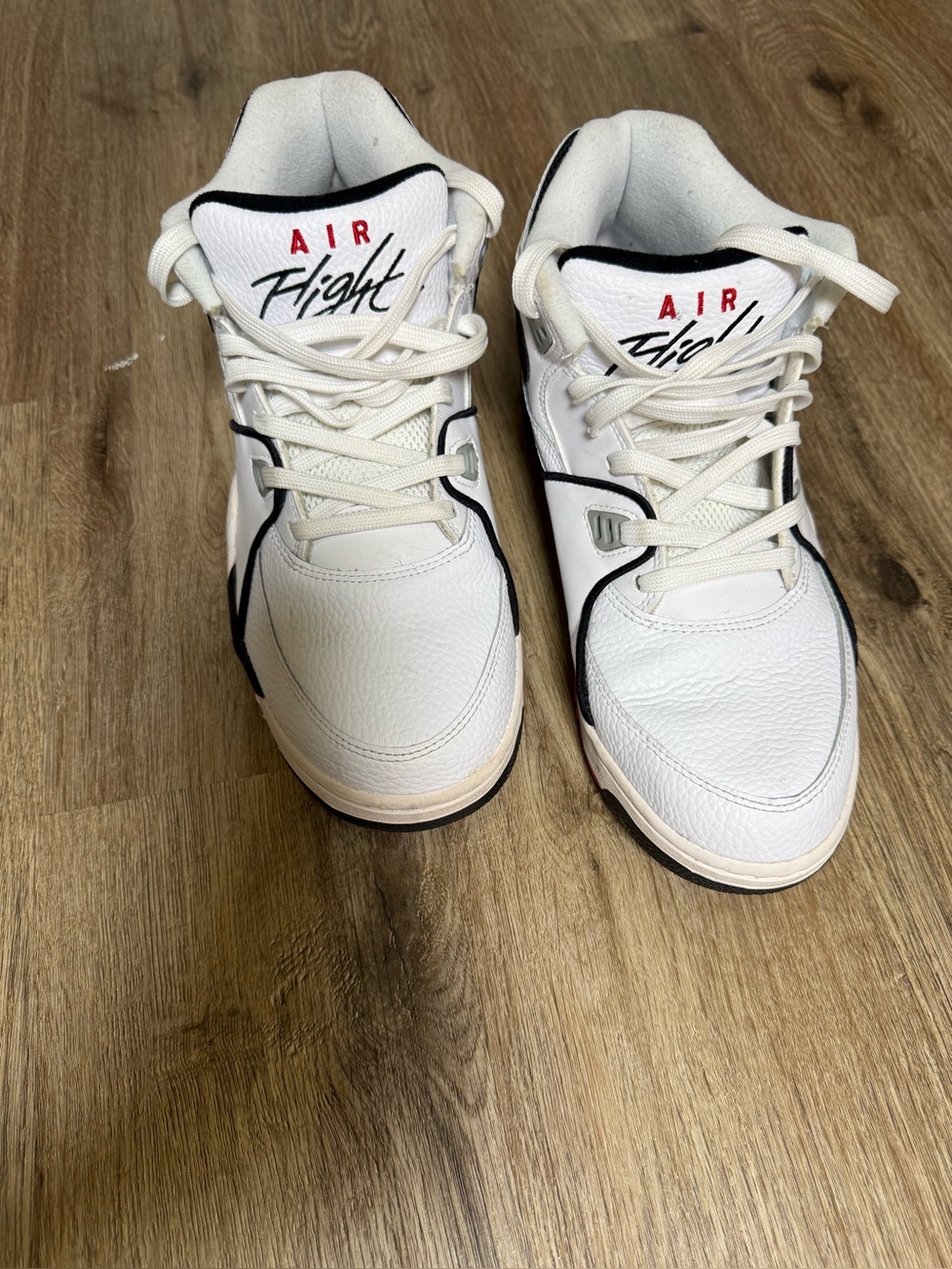 Nike Air Flight Men’s White Sneakers with Black Trim and Red Logo